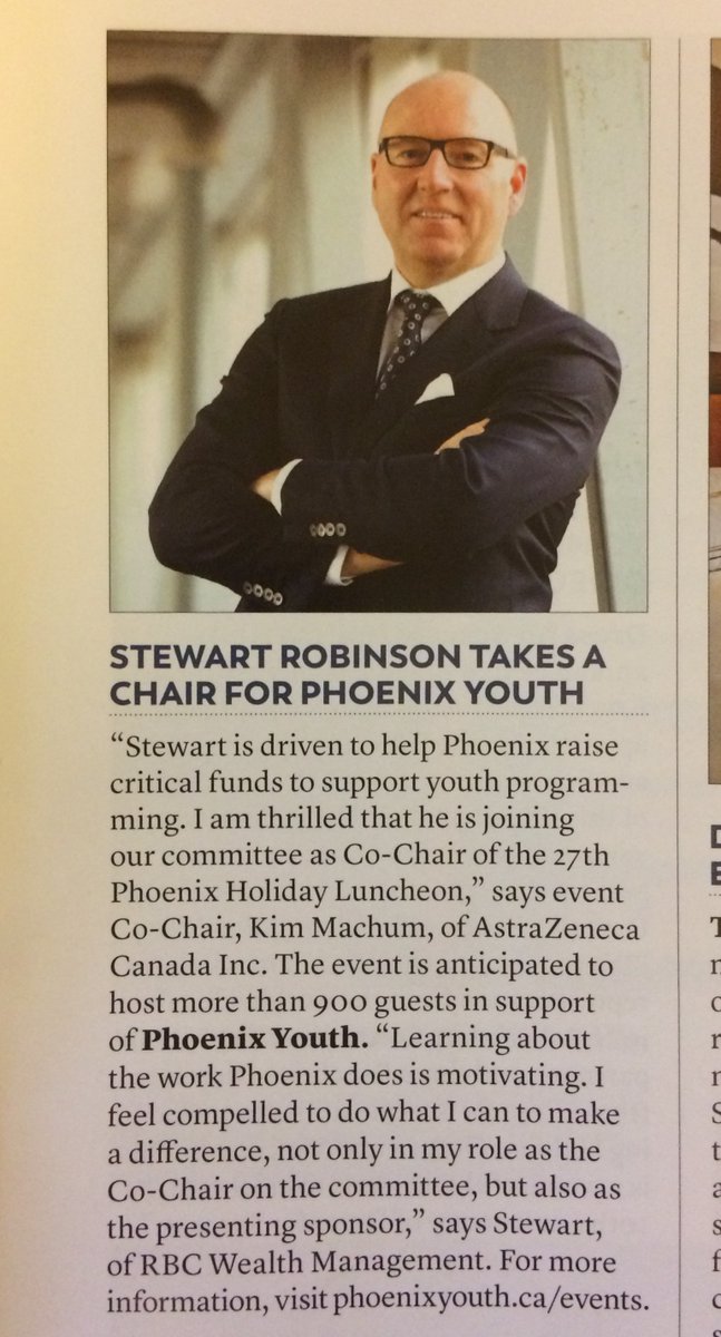 We're in print! @halifaxchamber shared our news about Stewart Robinson @RBCWealthManag1 co-chairing the Phoenix Holiday Luncheon, as well as the work 