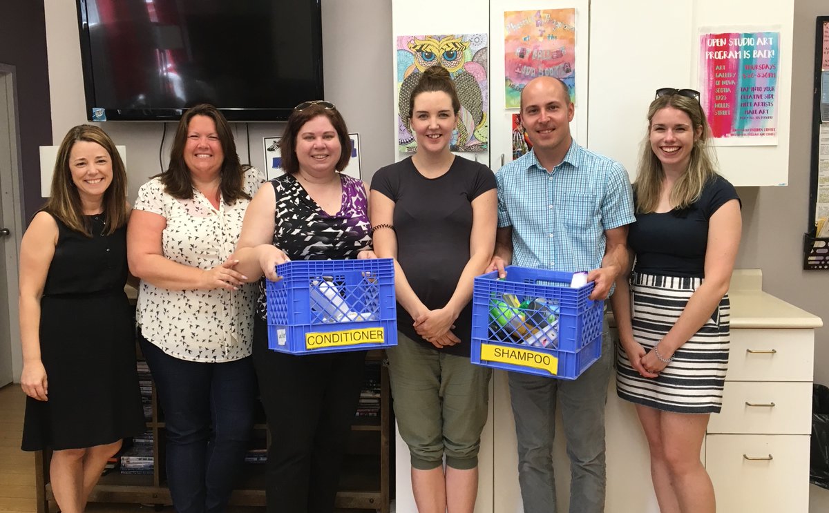 Personal care items are always needed at our drop-in center and shelter. Our thanks to @MedavieBC and their Dartmouth staff for collecting these items