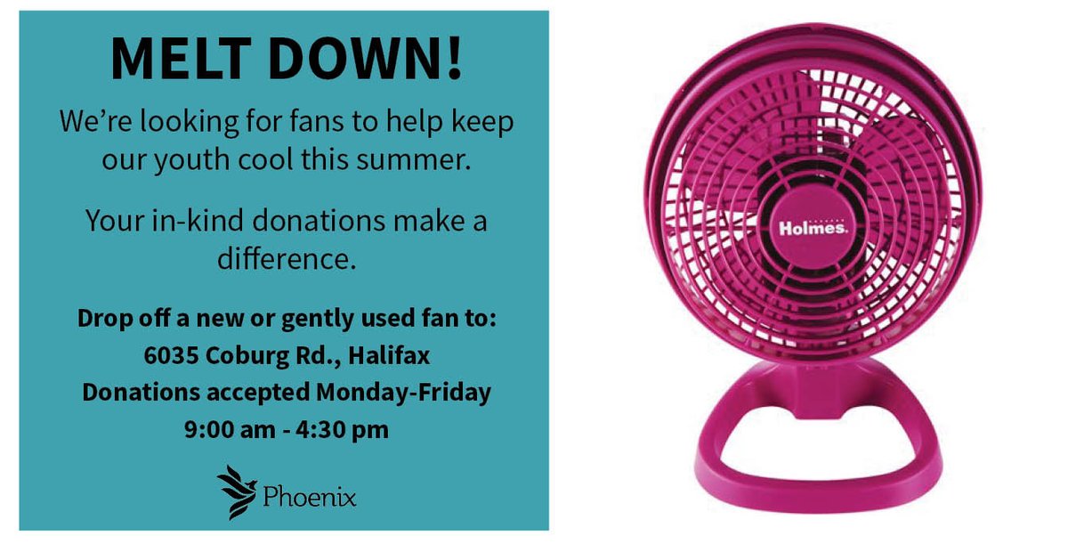 The heat wave continues - our youth are facing hot and restless nights! Help give them relief by donating a new or gently used fan to Phoenix. #inkind