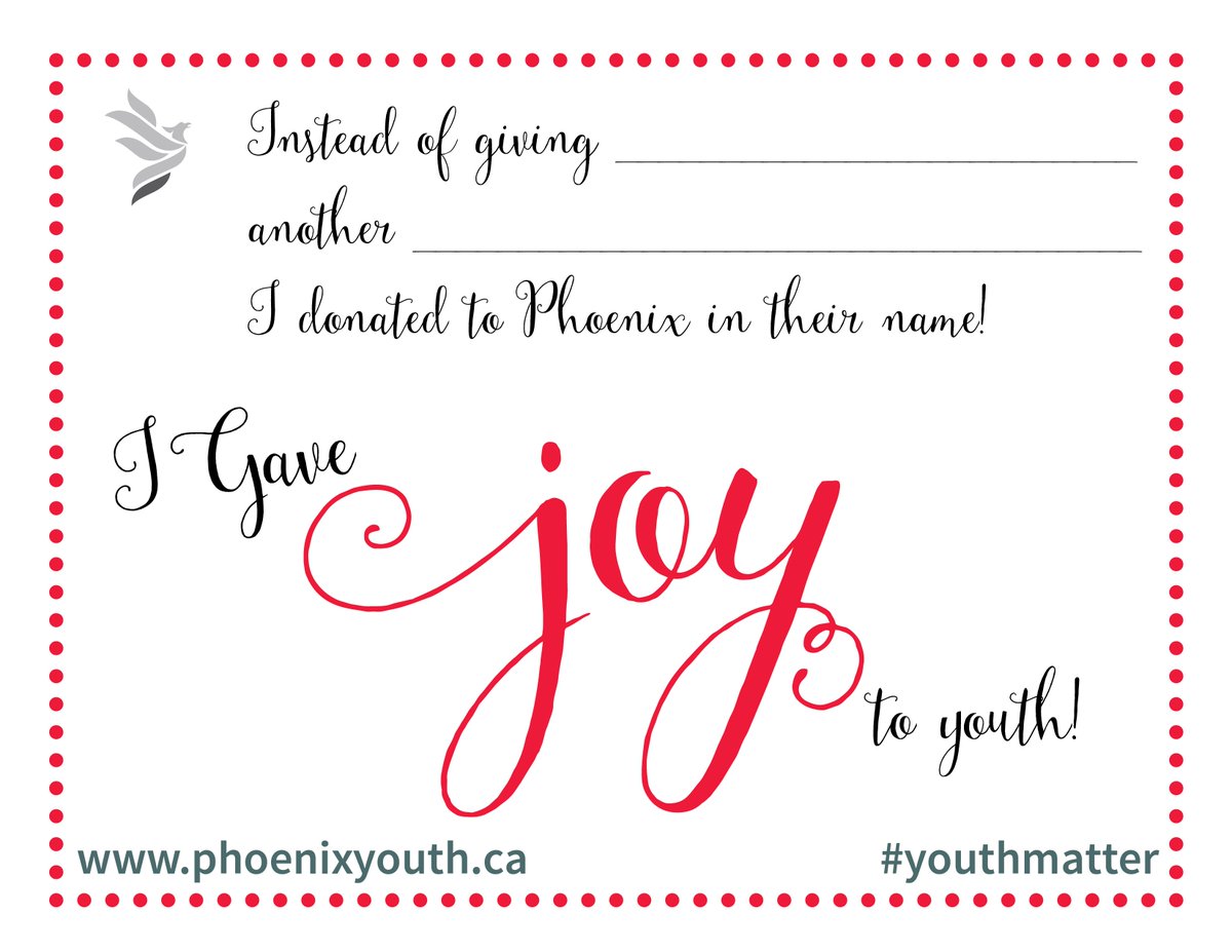 Have one of those hard to shop for people on your holiday list? We the perfect solution; give a donation to Phoenix youth in the name of that someone 