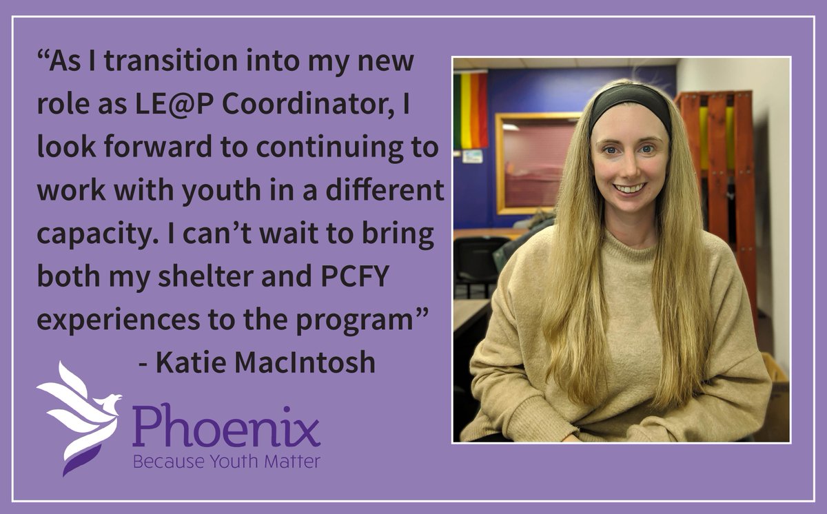 Katie MacIntosh is our new LE@P Coordinator - Learn &amp; Explore at Phoenix, formerly known as SPIN. LE@P is available to all Phoenix youth and offer